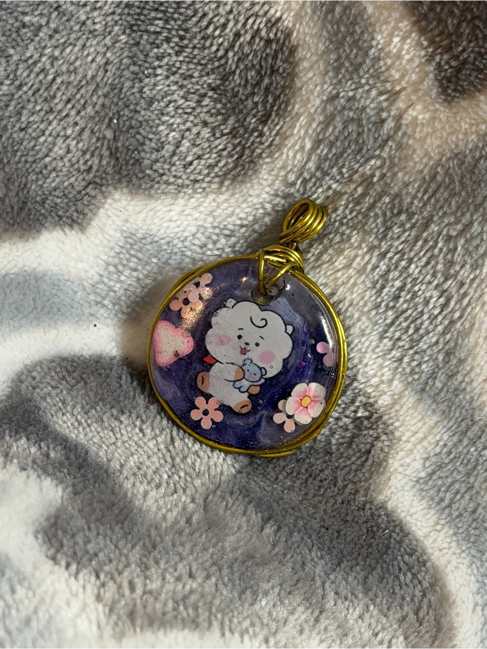 Cute Purple Floral Character Pendant Necklace - Women's Jewelry K-pop inspired